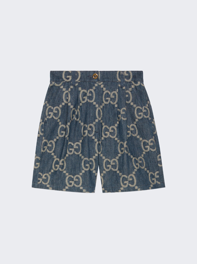 Gucci Black Leather Trim Monogram Shorts - Farfetch