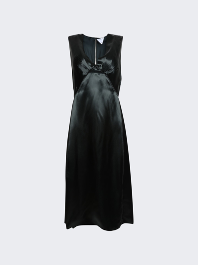 Shop Bottega Veneta Washed Fluid Shine Midi Dress Black