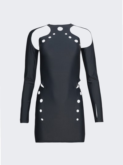 Shop Jean Paul Gaultier Cyber Long Sleeve Mini Dress With Perforated Details