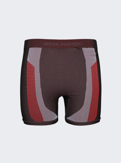 Shop Heron Preston Ex-ray Striped Rib-knit Shorts In Black And Red
