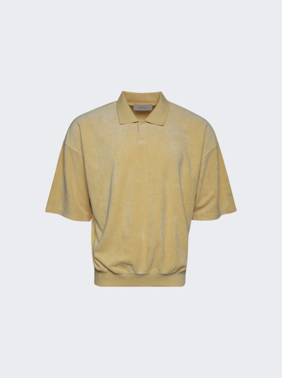 Shop Essentials Short Sleeve Polo Shirt In Light Tuscan Yellow