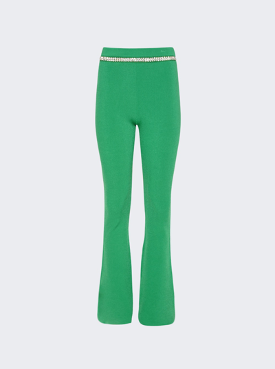 Shop Paco Rabanne Embellished Knit Flared Trousers In Green