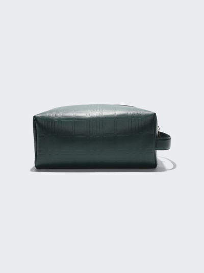 Shop Burberry Leather Travel Pouch In Dark Viridian Green