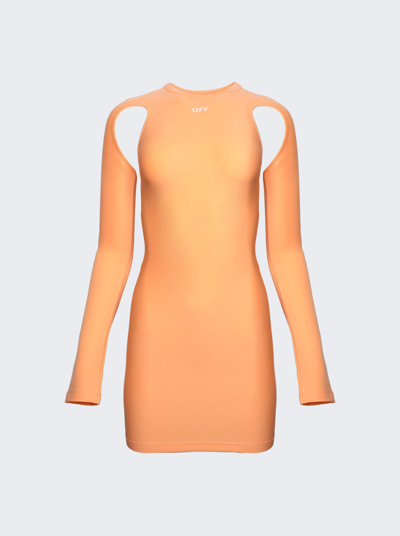 Shop Off-white Sleek Long Sleeve Mini Dress In Peach Orange
