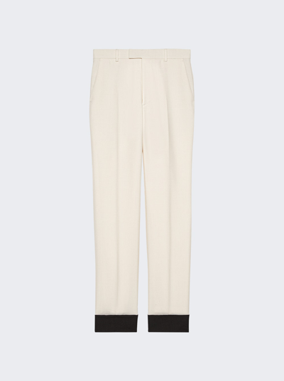 Shop Gucci Panama Wool Mohair Trousers In Stamp White