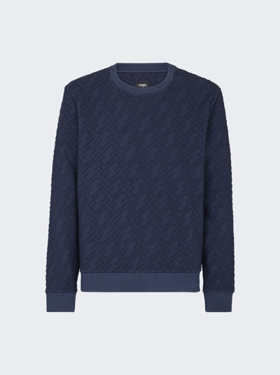 Shop Fendi Embossed Jersey Sweatshirt In Navy