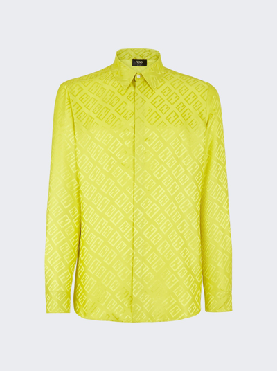 Shop Fendi Tonal Silk Shirt In Green