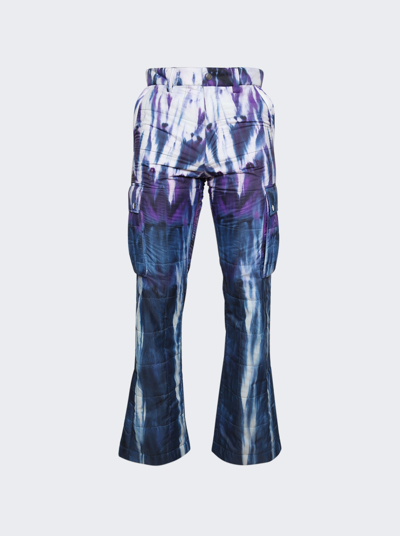 Shop Amiri Tie Dye Quilted Cargo Flare Pant In Purple