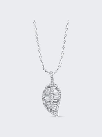 Shop Anita Ko Diamond Leaf Necklace In 18k White Gold