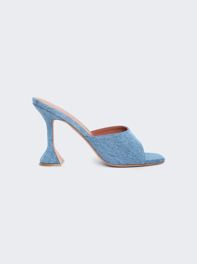 Shop Amina Muaddi Lupita Slipper Sandals In Blue Denim
