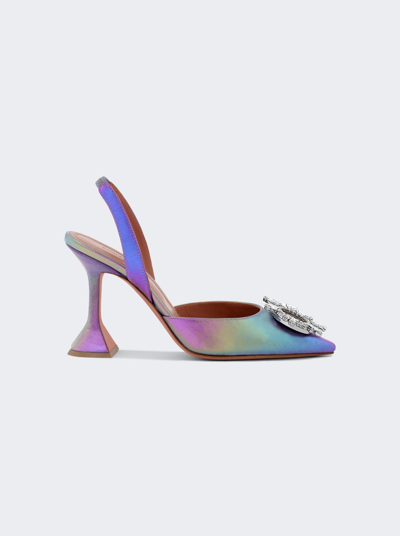 Shop Amina Muaddi Begum Metallic Nappa Slingback Pumps In Unicorn