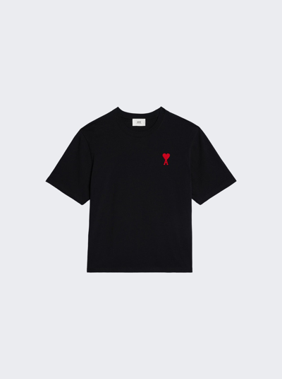 Shop Ami Alexandre Mattiussi Tonal Ami De Coeur T-shirt In Black And Red