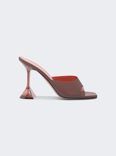 Shop Amina Muaddi Lupita Glass Slipper Sandals In Red Wine