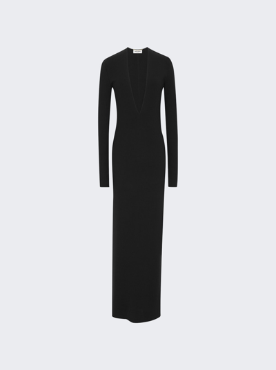 Shop Saint Laurent Long Sleeve Maxi Dress Black