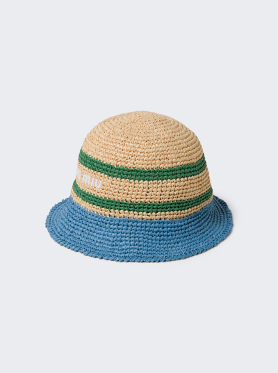 Shop Miu Miu Striped Crochet Hat