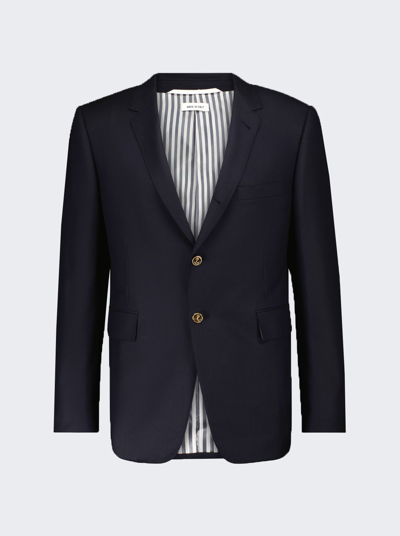 Shop Thom Browne Wool Pique Single Vent Sport Coat In Navy