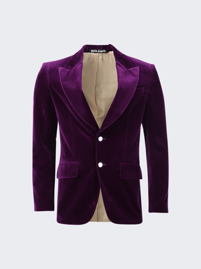 Shop Palm Angels Velvet Suit Blazer Purple