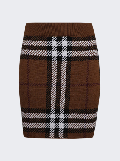 Shop Burberry Check Wool Jacquard Mini Skirt In Dark Birch Brown