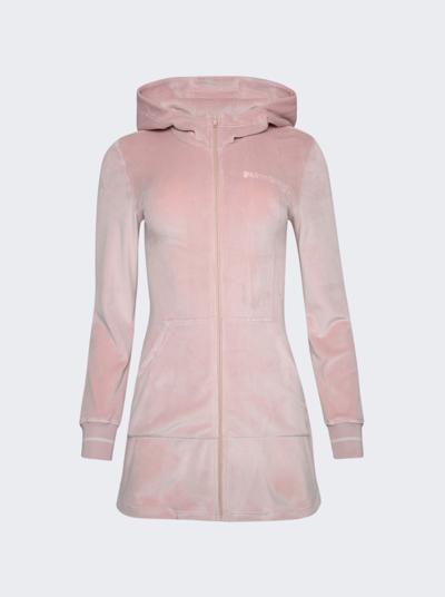 Shop Palm Angels Chenille Hooded Mini Dress Pink Butter