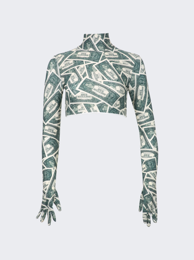 Shop Vetements Million Dollar Cropped Styling Top With Gloves In Green