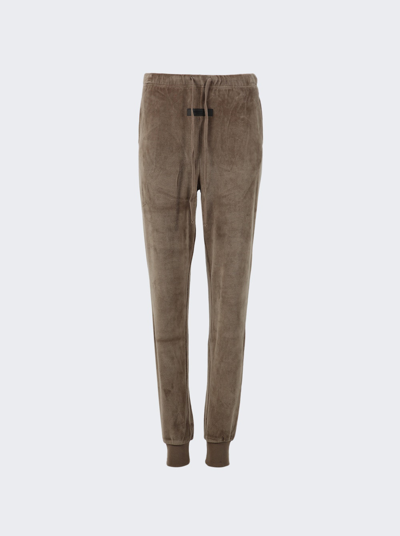 Shop Essentials Velour Pant In Wood Brown