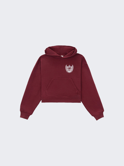 Shop Sporty And Rich Beverly Hills Cropped Hoodie Merlot