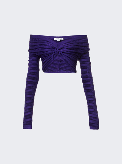 Shop Alaïa 3d Velvet Top In Ultraviolet