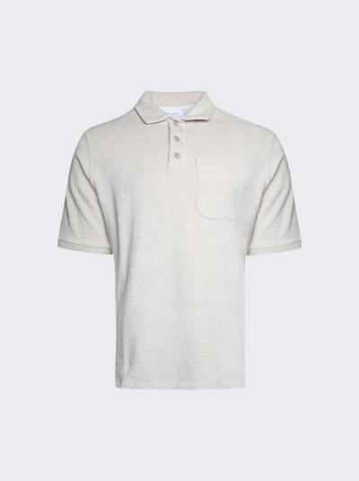 Shop Saintwoods Terry Cotton Polo In Light Grey