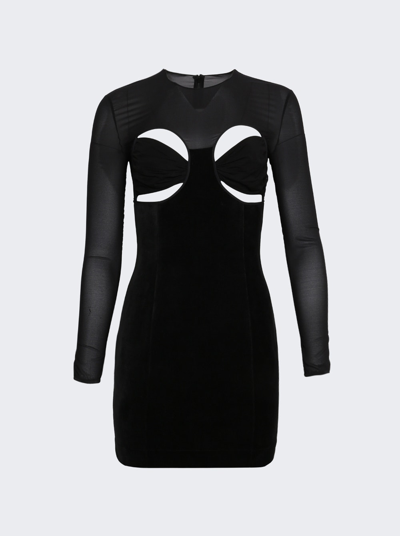 Shop Nensi Dojaka Long Sleeve Mini Dress With Draped Bra In Black