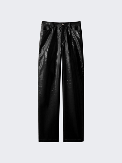 Shop Proenza Schouler White Label Lacquered Canvas Straight Pants Black