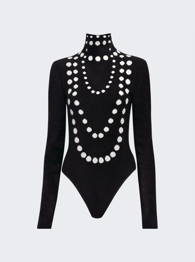 Shop Alaïa Pearl Bodysuit In Black And White