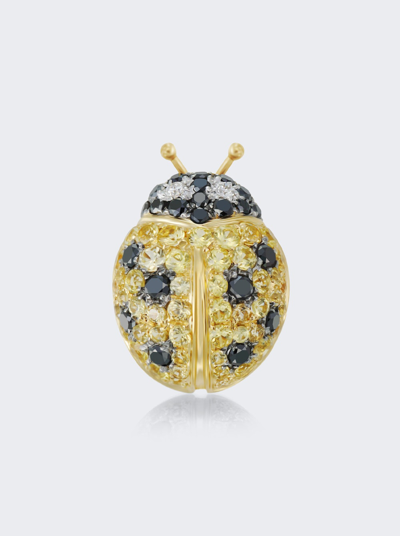 Shop Mio Harutaka Yellow Sapphire Ladybird Single Earring In 18k Yellow Gold And White Gold