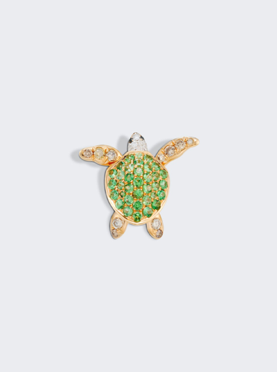 Shop Mio Harutaka Green Garnet Turtle Single Earring In 18k Rose Gold And White Gold