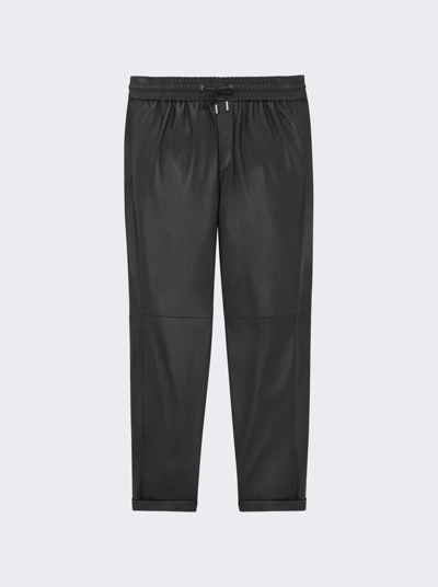 Shop Saint Laurent Lambskin Sweatpants In Black