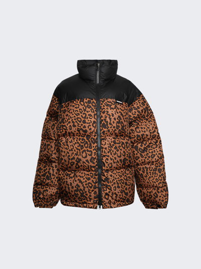 Shop Vetements Logo Puffer Jacket In Leopard