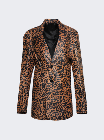 Shop Vetements Boxy Leather Jacket In Leopard
