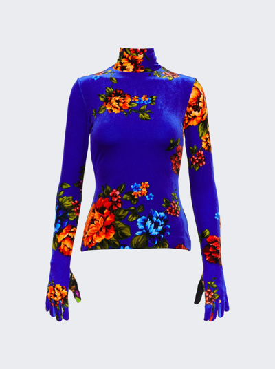 Shop Vetements Velvet Styling Top With Gloves In Floral