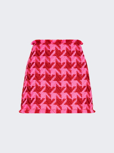 Shop Versace Tweed Pied De Poule Mini Skirt Parade Red And Fuchsia