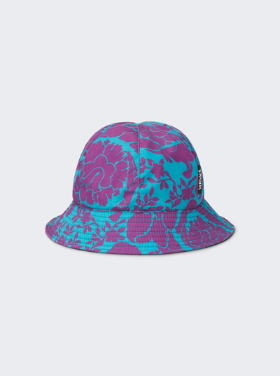 Shop Versace Barocco Silhouette Bucket Hat In Teal And Plum