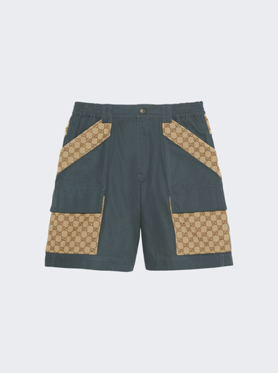 Shop Gucci Cotton Canvas Shorts Dark Grey