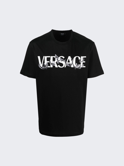 Shop Versace Barocco Silhouette Logo T-shirt In Black