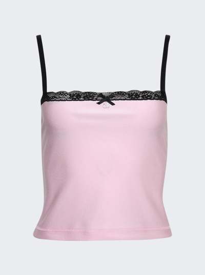 Shop Alexander Wang T Bandeau Top With Lace Trim In Light Pink