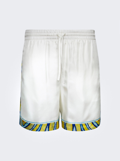 Shop Casablanca Aquatique Silk Drawstring Shorts