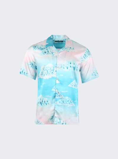 Shop Nahmias Short Sleeve Cloud Silk Shirt Light Blue