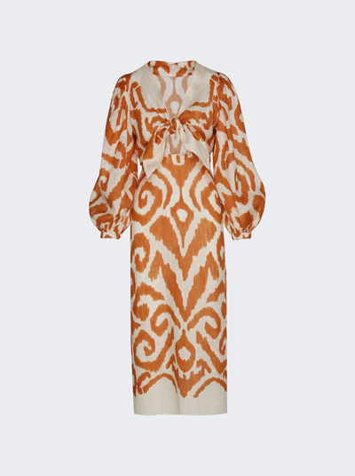 Shop Johanna Ortiz Out In The Sun Ikat Linen Midi Dress