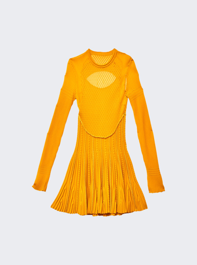 Shop Givenchy Long Sleeve Frills Dress In Golden Yellow