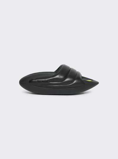 Shop Balmain B-it Puffy Quilted Slides In Black