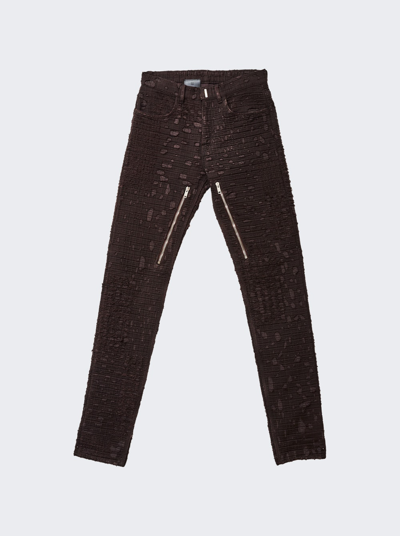 Shop Givenchy Zipped Slim Fit Denim Trousers In Dark Brown