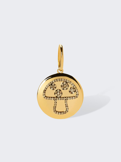 Rosa De La Cruz Champagne Diamond Mushroom Medallion 18mm In 18k Gold