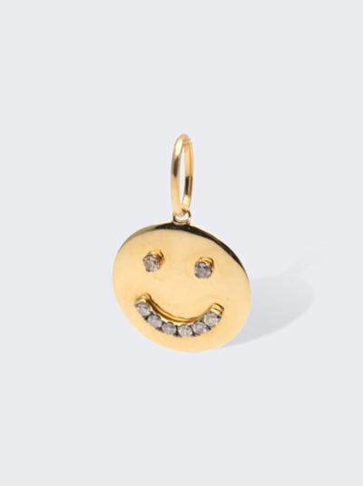 Rosa De La Cruz Champagne Diamond Smile Medallion 18mm In 18k Gold
